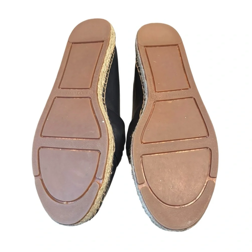 Talbots Izzy Espadrille Nappa Flats Women's‎ Size 10 Black Leather Slip On